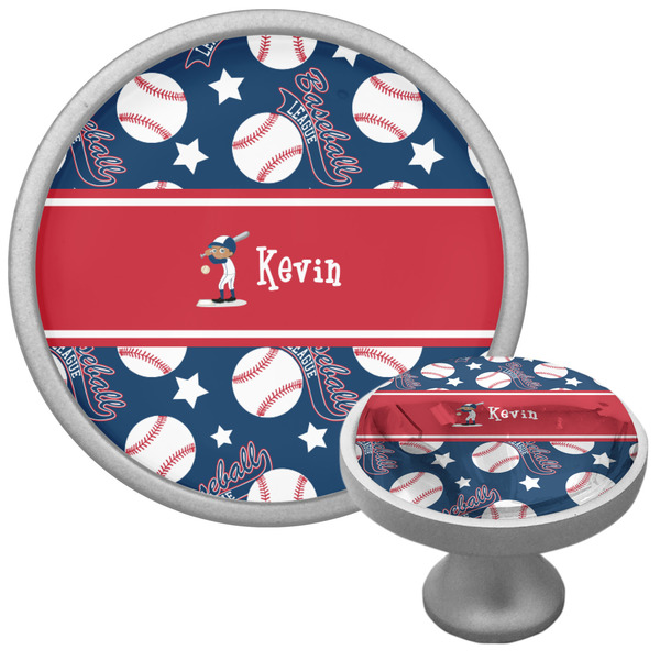 Custom Baseball Cabinet Knob (Silver) (Personalized)