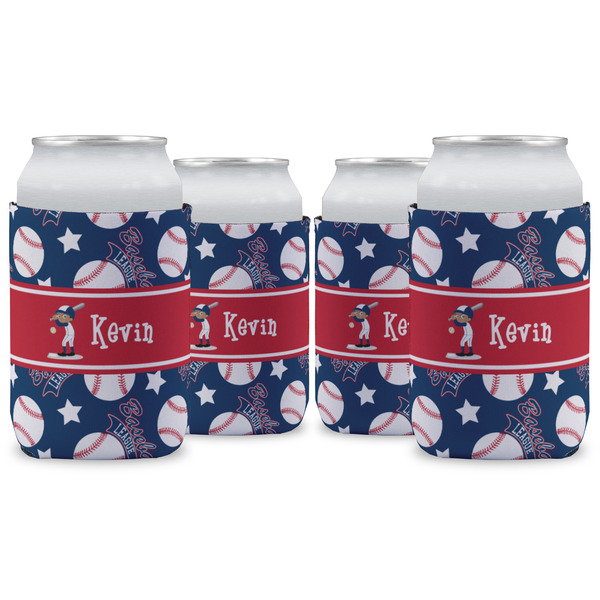 Custom Baseball Can Cooler (12 oz) - Set of 4 w/ Name or Text