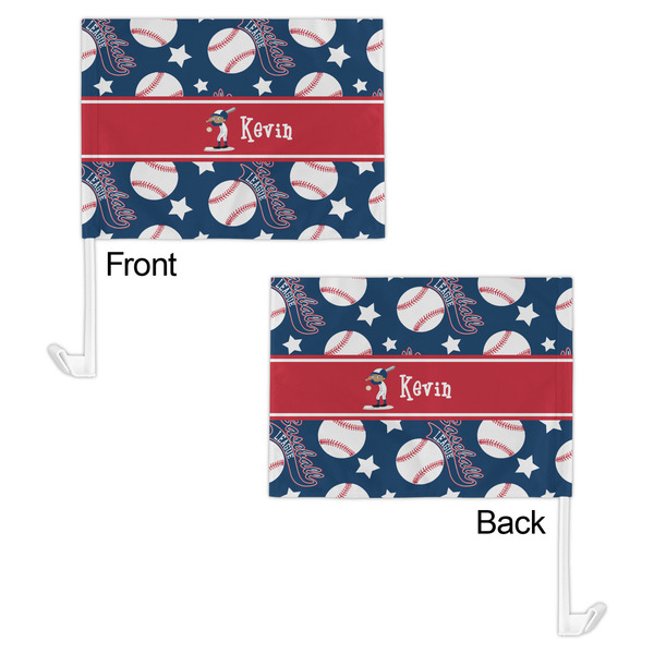 Baseball Car Flag - 11" x 8" - Front & Back View