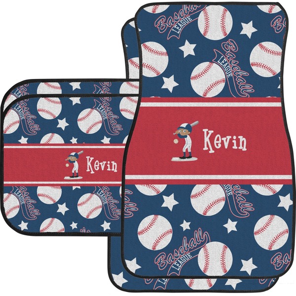 Custom Baseball Car Floor Mats Set - 2 Front & 2 Back (Personalized)