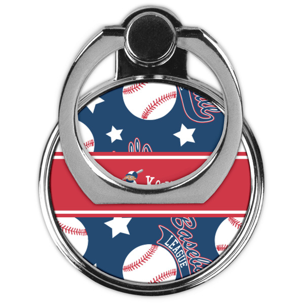 Baseball Cell Phone Ring Stand & Holder - Front (Collapsed)