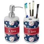 Baseball Ceramic Bathroom Accessories Set (Personalized)