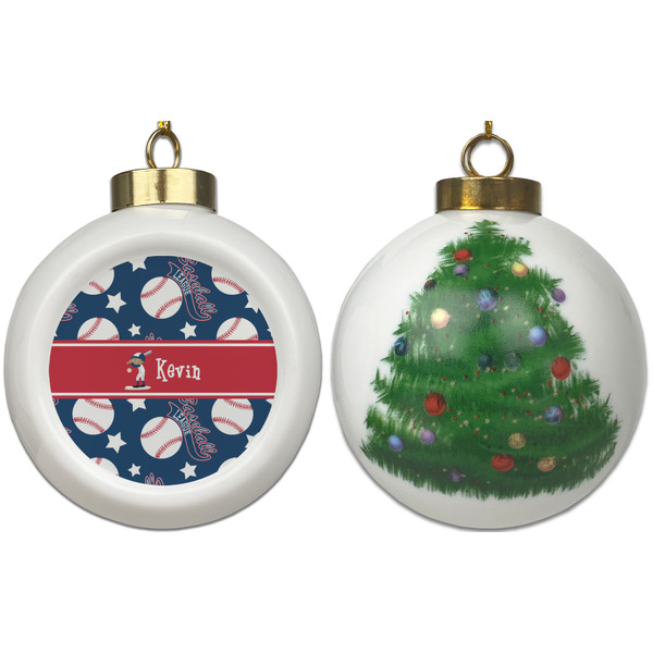 Baseball Ceramic Christmas Ornament - X-Mas Tree (APPROVAL)