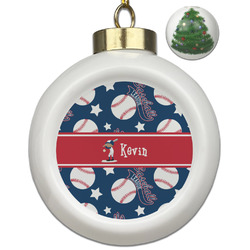Baseball Ceramic Ball Ornament - Christmas Tree (Personalized)