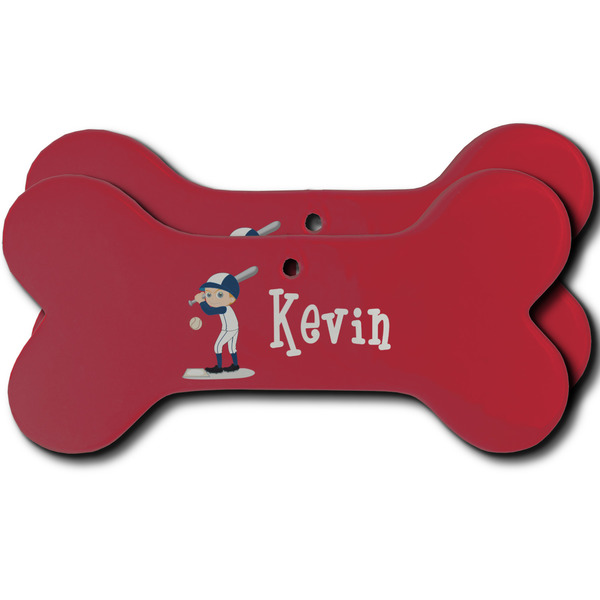 Custom Baseball Ceramic Dog Ornament - Front & Back w/ Name or Text