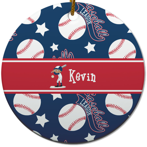 Custom Baseball Round Ceramic Ornament w/ Name or Text