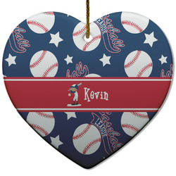 Baseball Heart Ceramic Ornament w/ Name or Text