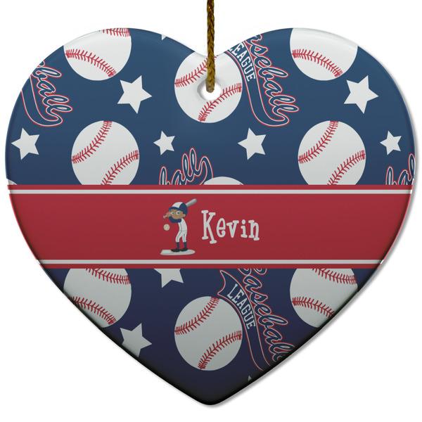 Custom Baseball Heart Ceramic Ornament w/ Name or Text