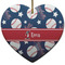 Baseball Ceramic Flat Ornament - Heart (Front)