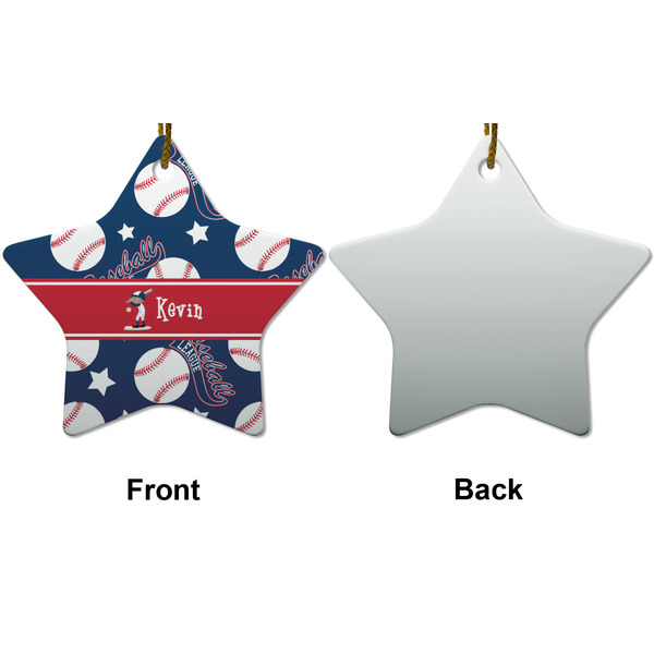 Baseball Ceramic Flat Ornament - Star Front & Back (APPROVAL)