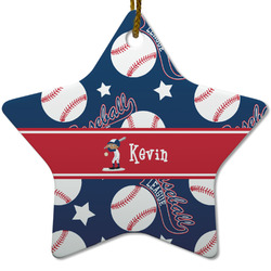 Baseball Star Ceramic Ornament w/ Name or Text