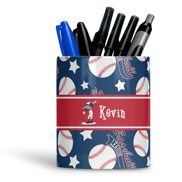 Custom Baseball Ceramic Pen Holder