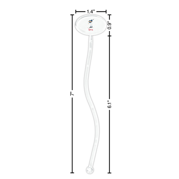 Baseball Clear Plastic 7" Stir Stick - Oval - Dimensions