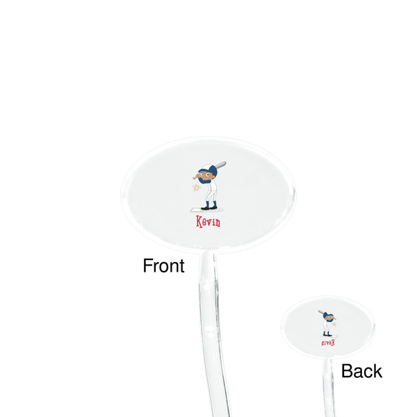 Baseball Clear Plastic 7" Stir Stick - Oval - Front & Back