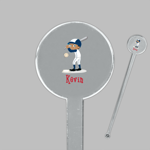 Baseball Clear Plastic 7" Stir Stick - Round - Closeup