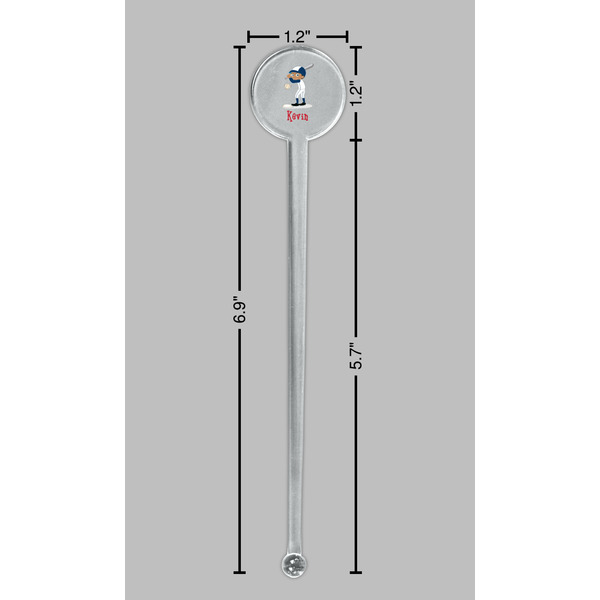 Baseball Clear Plastic 7" Stir Stick - Round - Dimensions