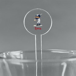 Baseball 7" Round Plastic Stir Sticks - Clear (Personalized)