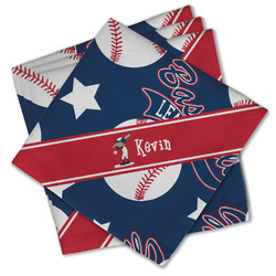 Baseball Cloth Cocktail Napkins - Set of 4 w/ Name or Text