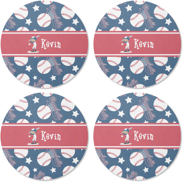 Baseball Coaster Round Rubber Back - Apvl