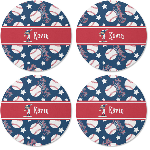 Baseball Coaster Round Rubber Back - Apvl