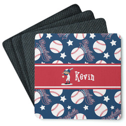 Baseball Square Rubber Backed Coasters - Set of 4 (Personalized)