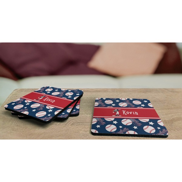 Baseball Coaster Rubber Back - On Coffee Table