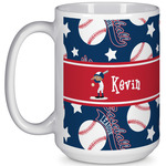 Baseball 15 Oz Coffee Mug - White (Personalized)