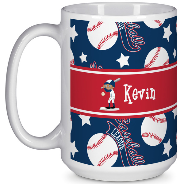 Custom Baseball 15 Oz Coffee Mug - White (Personalized)
