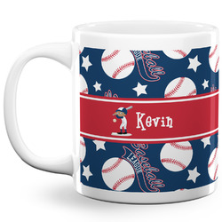 Baseball 20 Oz Coffee Mug - White (Personalized)