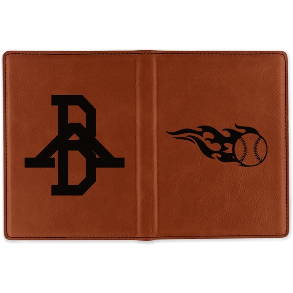Baseball Cognac Leather Passport Holder Outside Double Sided - Apvl