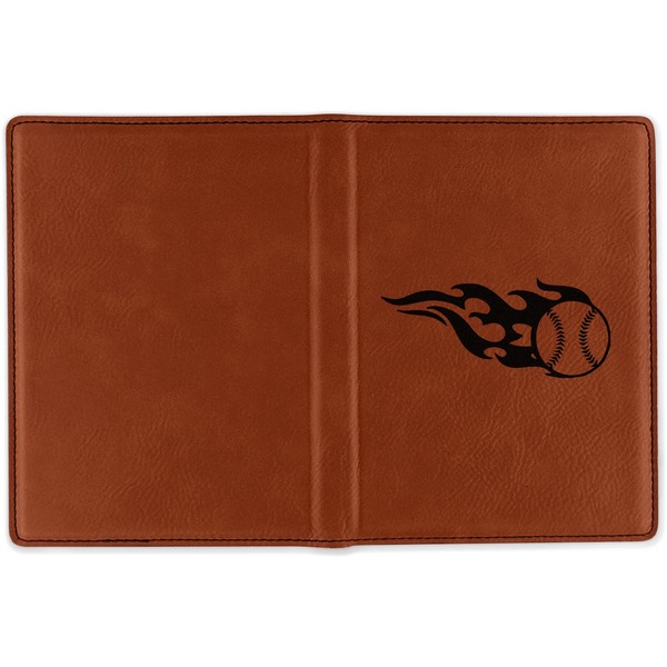 Baseball Cognac Leather Passport Holder Outside Single Sided - Apvl