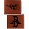 Baseball Cognac Leatherette Bifold Wallets - Front and Back