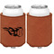 Baseball Cognac Leatherette Can Sleeve - Single Sided Front and Back