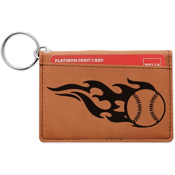 Custom Baseball Leatherette Keychain ID Holder - Single Sided