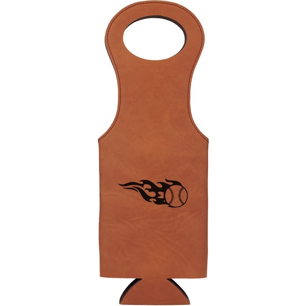 Custom Baseball Leatherette Wine Tote - Single Sided