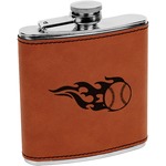 Baseball Leatherette Wrapped Stainless Steel Flask