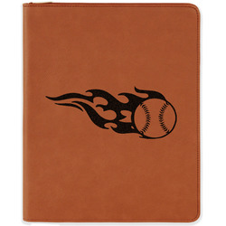 Baseball Leatherette Zipper Portfolio with Notepad