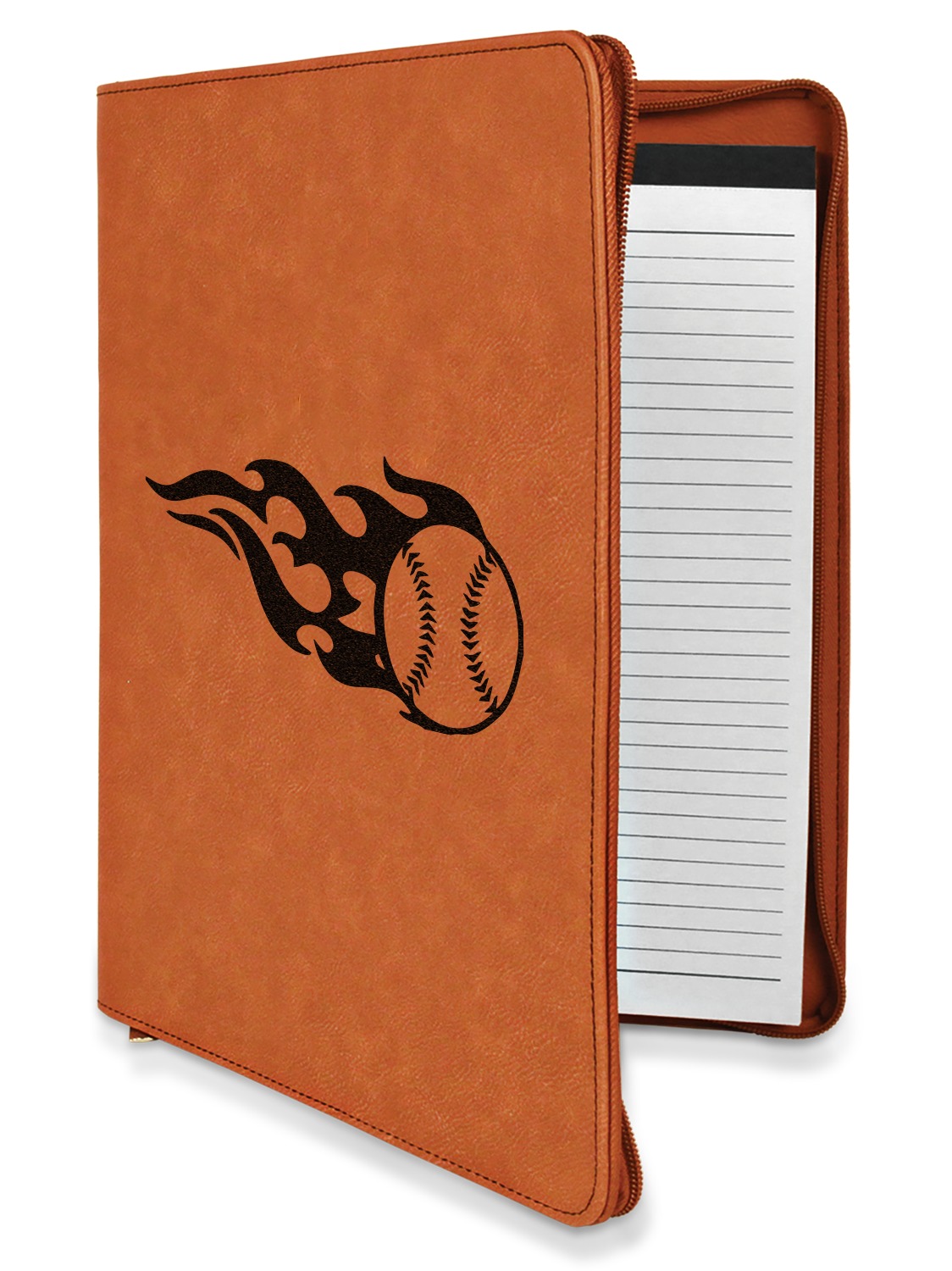 Custom Baseball Leatherette Zipper Portfolio with Notepad YouCustomizeIt