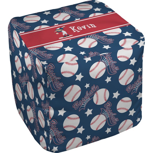 Custom Baseball Cube Pouf Ottoman - 18" (Personalized)