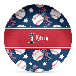 Baseball Microwave Safe Plastic Plate - Composite Polymer (Personalized)