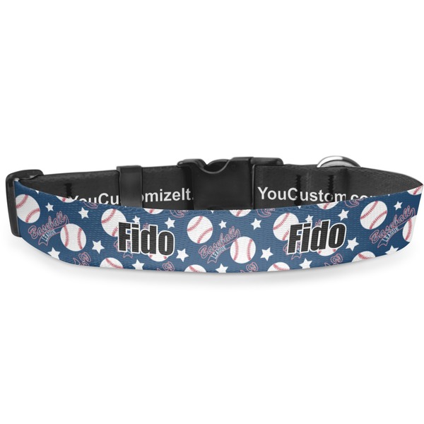 Custom Baseball Deluxe Dog Collar - Small (8.5" to 12.5") (Personalized)