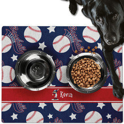 Baseball Dog Food Mat - Large w/ Name or Text