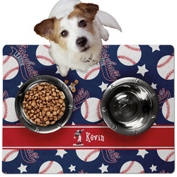 Baseball Dog Food Mat - Medium w/ Name or Text