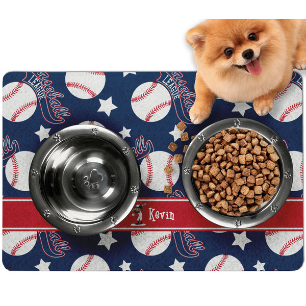 Custom Baseball Dog Food Mat - Small w/ Name or Text