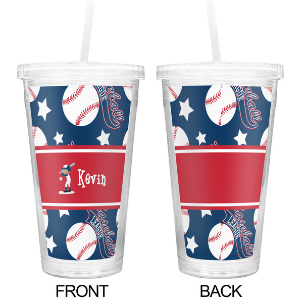 Baseball Double Wall Tumbler with Straw - Approval