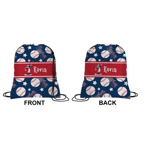 Baseball Drawstring Backpack Front & Back Small