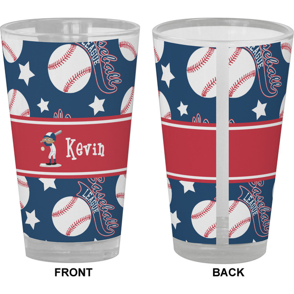 Baseball Pint Glass - Full Color - Front & Back Views