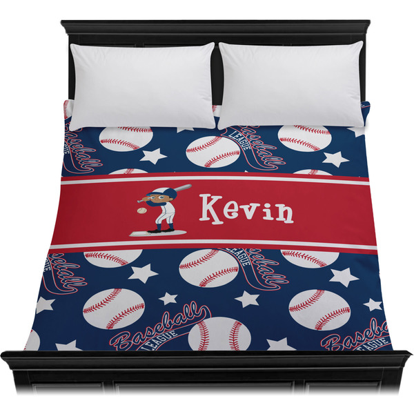 Baseball Duvet Cover - Queen - On Bed - No Prop