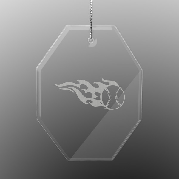 Custom Baseball Engraved Glass Ornament - Octagon