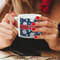 Baseball Espresso Cup - 6oz (Double Shot) LIFESTYLE (Woman hands cropped)
